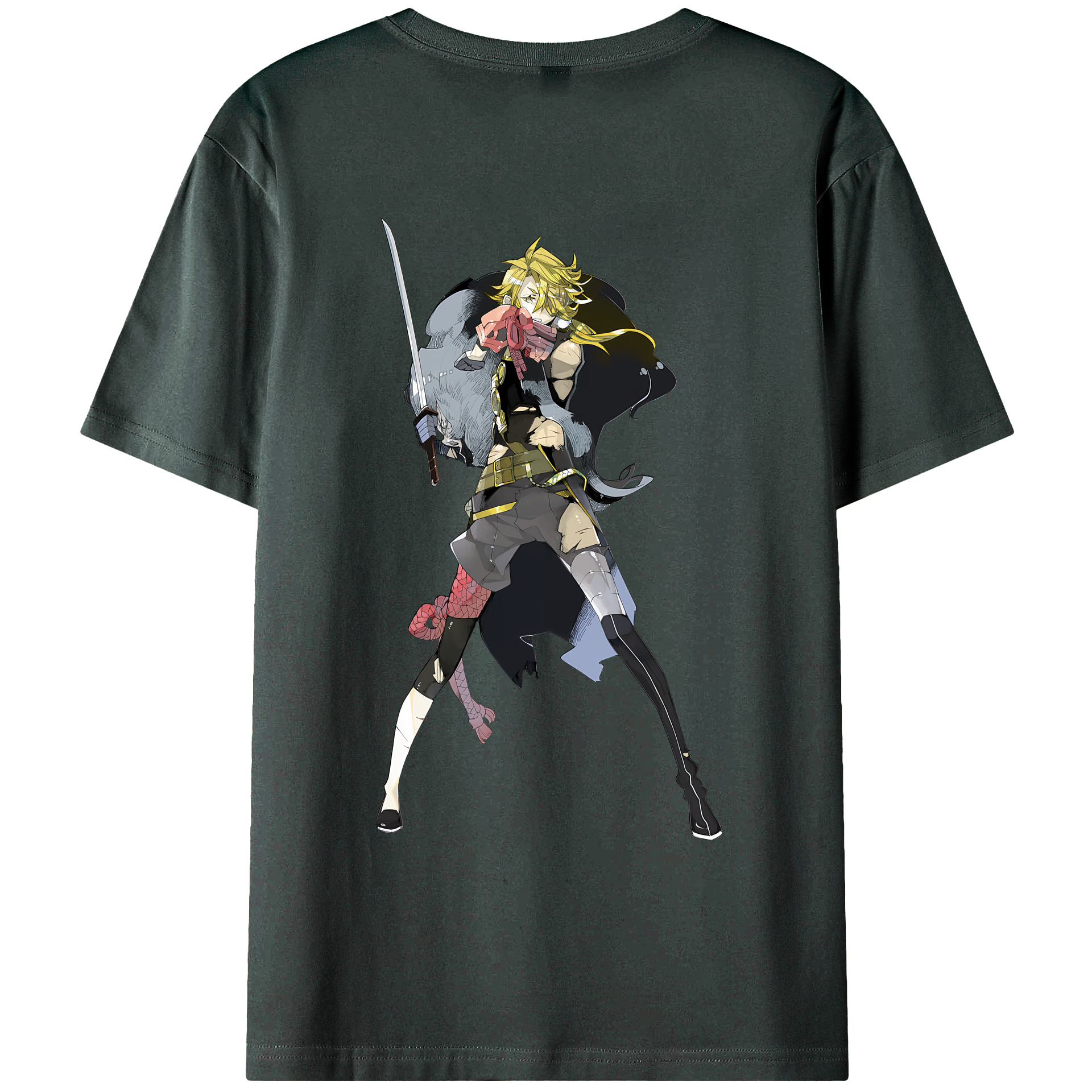 （画像用） 刀剣乱舞 Touken Ranbu 綿100％ メンズ半袖Tシャツ（バックプリント） 通気性